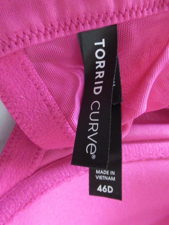 Torrid Curve Bra 46D Pink Push Up Plunge Underwire Plus Size Strappy - Picture 5 of 7